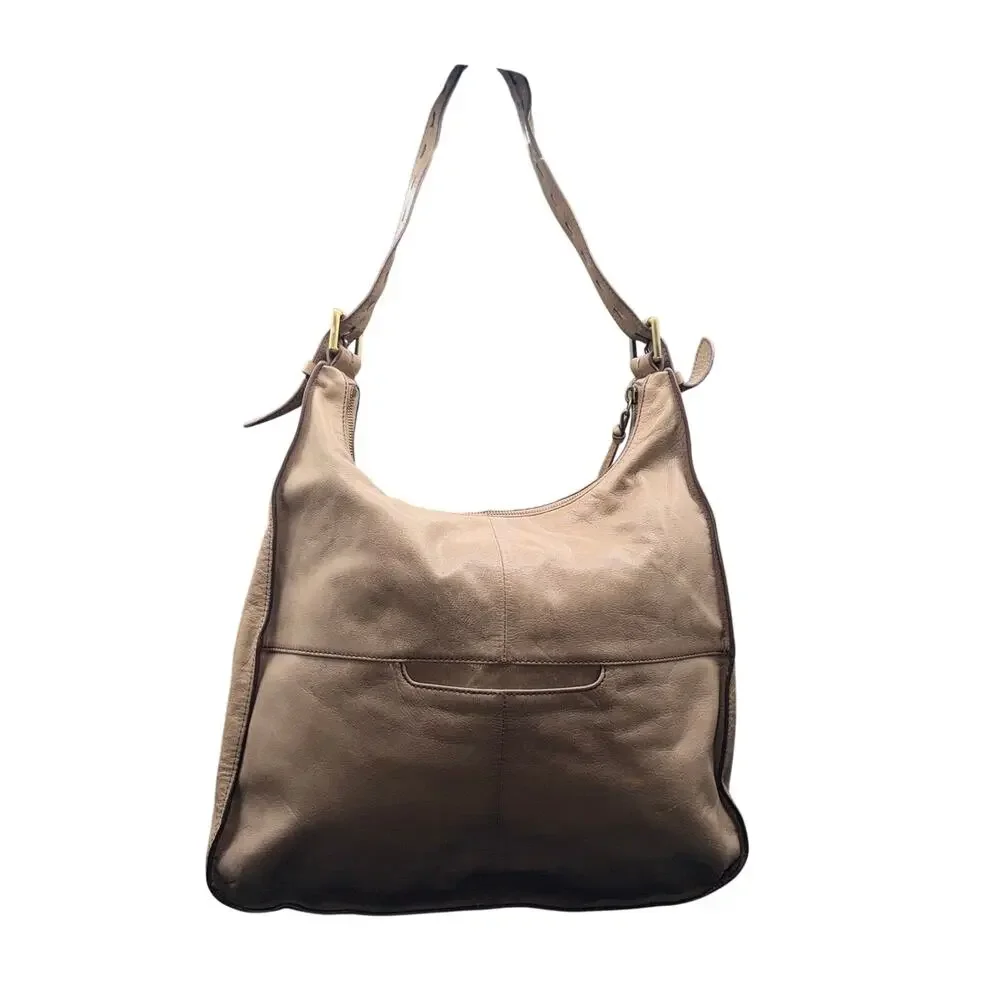 HOBO International Marley Leather Hobo Shoulder Bag Taupe Adjustable Strap